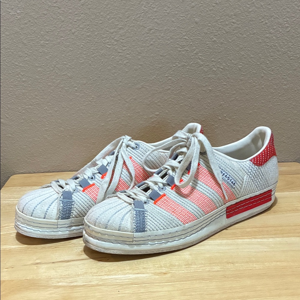 Adidas Craig Green Superstar sneakers white orange stripes red grey details used